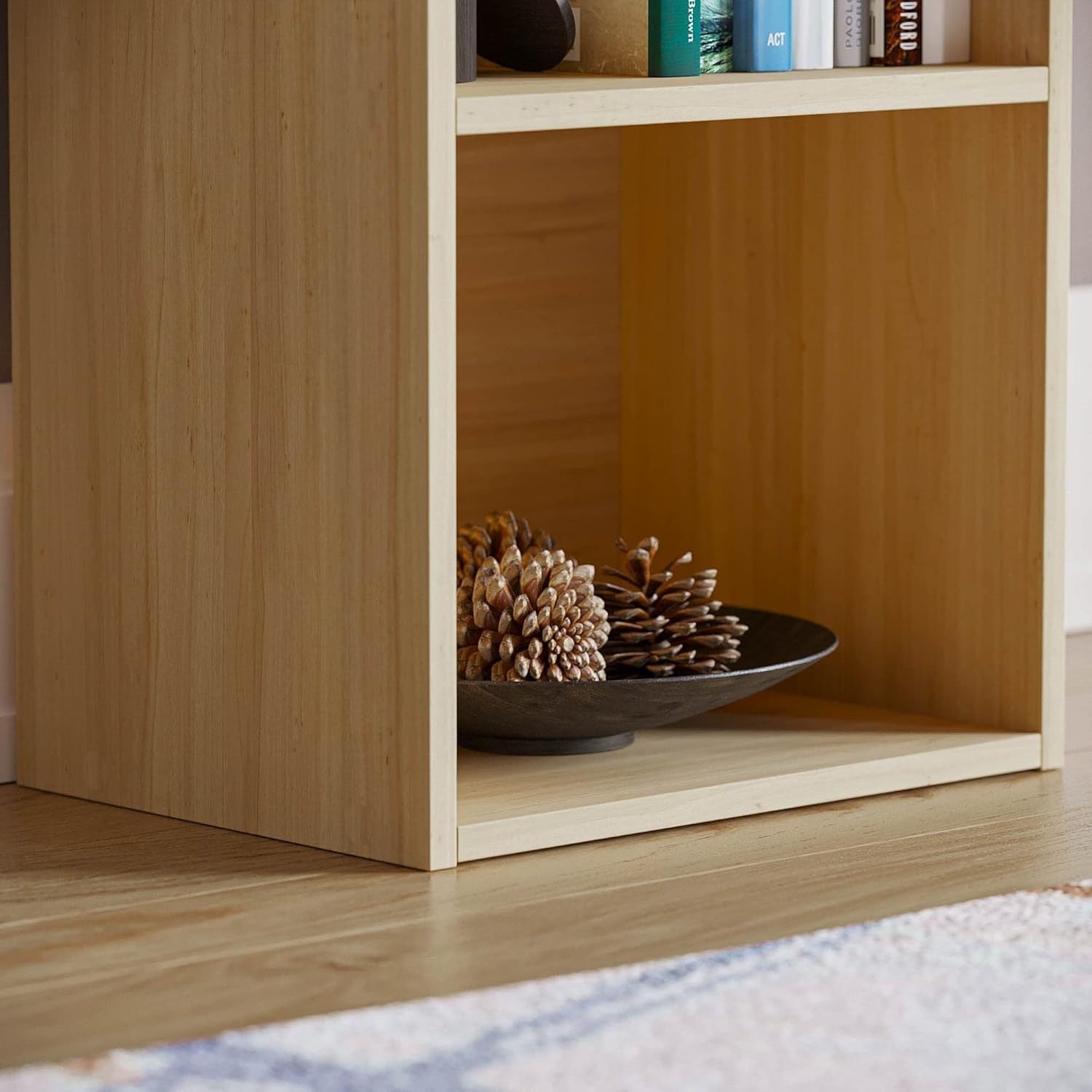 5 Tier Oak Wooden Cube Bookcase Small Storage Shelf for Living Room Office