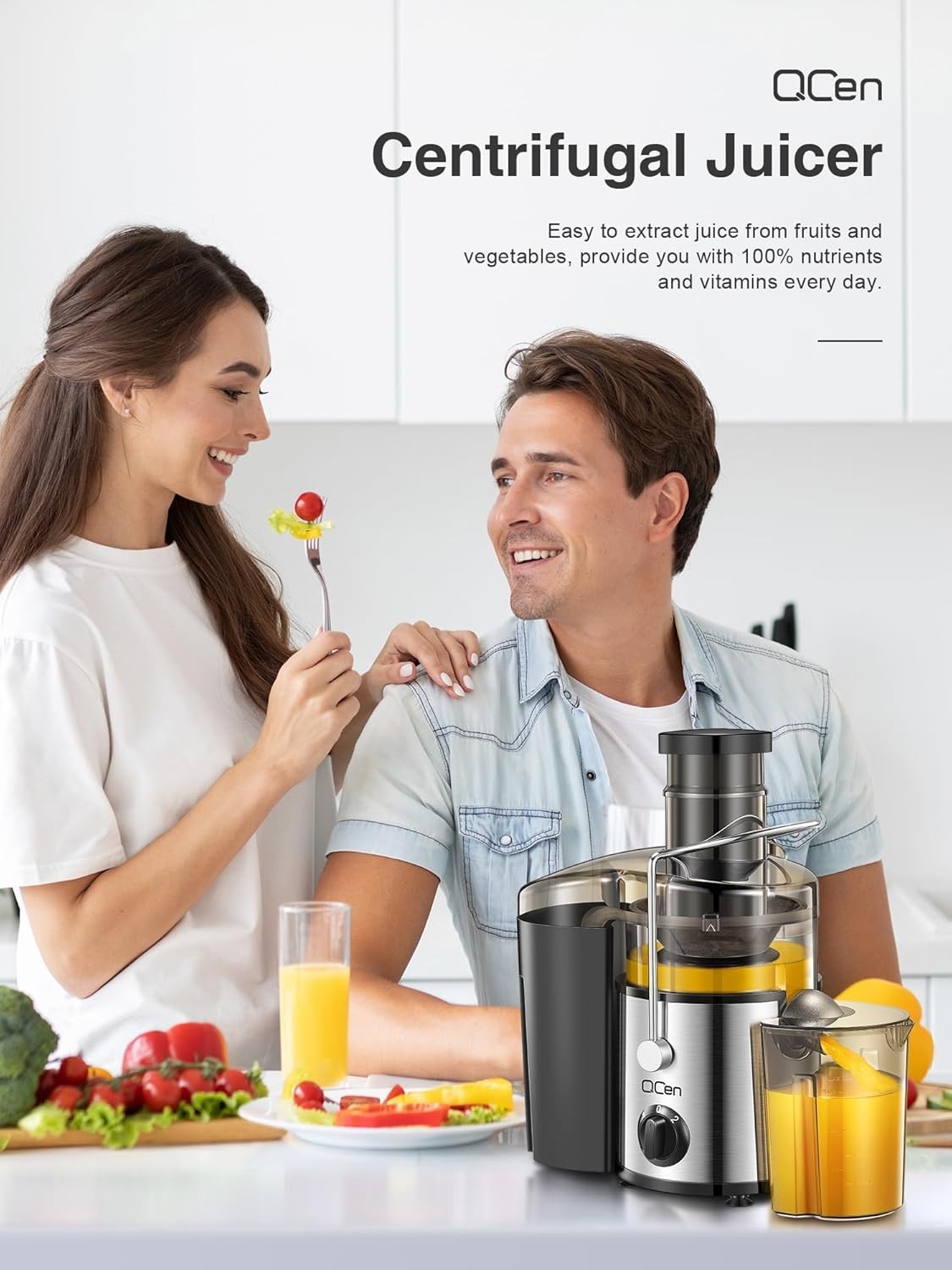 500W Centrifugal Juicer 3in Wide Mouth Dual Speed Stainless Steel