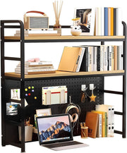 Desktop Hutch Shelf 2-Tier Metal/MDF Desk Organizer Bookcase Rack 70cm Black