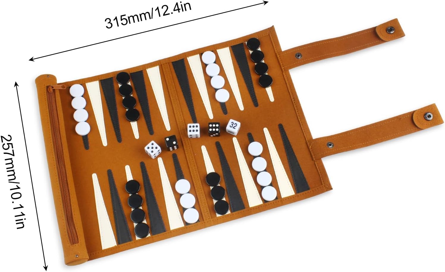 Travel Backgammon Rollable Board Set Portable Microfiber 2 Player Game