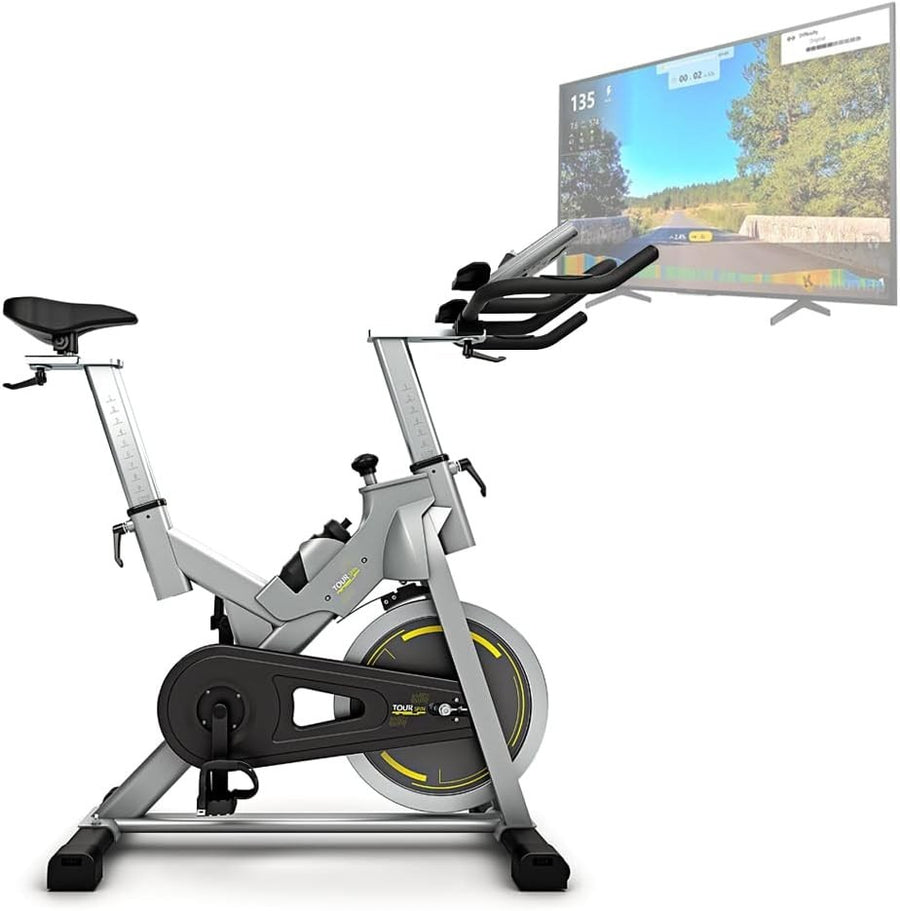 Fluid Resistance Exercise Bike w/ LCD Display, 25kg Flywheel & Kinomap App