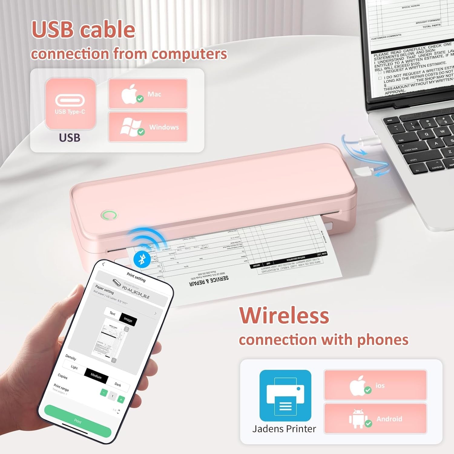 Portable Thermal Printer Bluetooth Mobile Printer – Inkless Travel