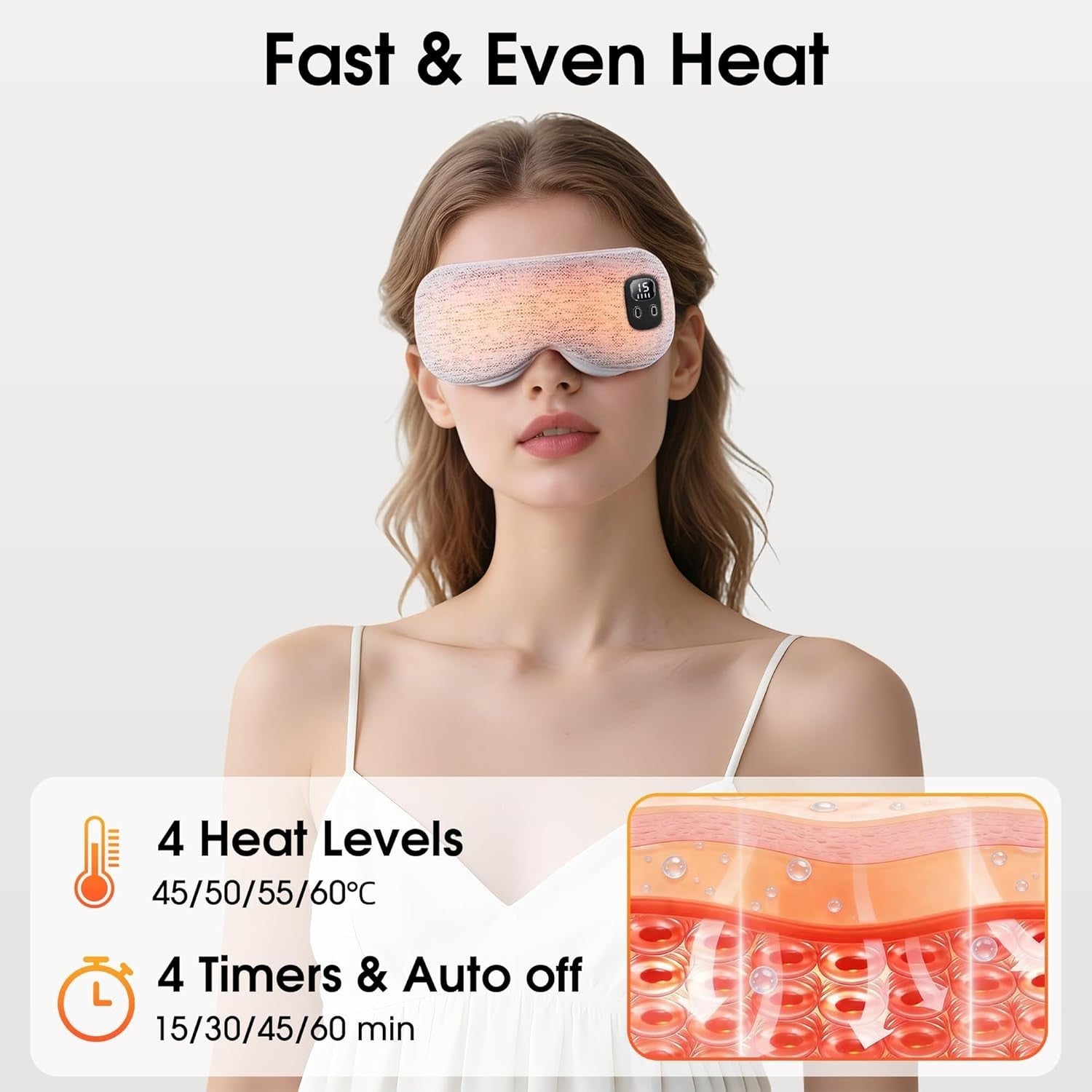 Cordless Heated Eye Mask Dry Eye Relief Sleep Blackout