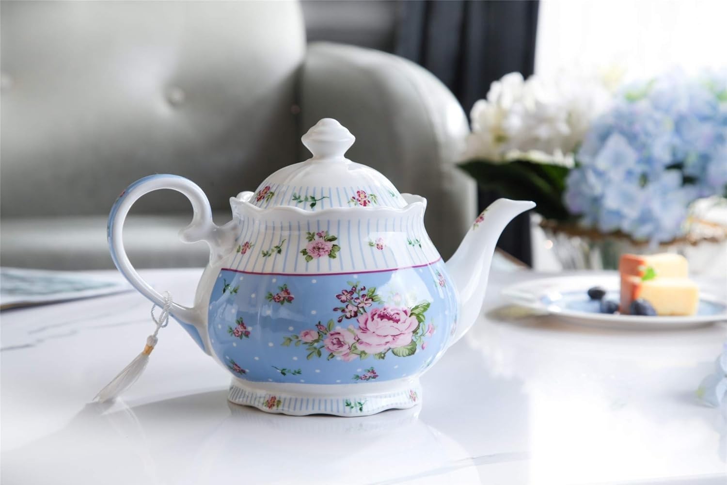 Vintage Floral Tea Set Teapot Sugar Bowl Milk Jug 800ml Gift Box