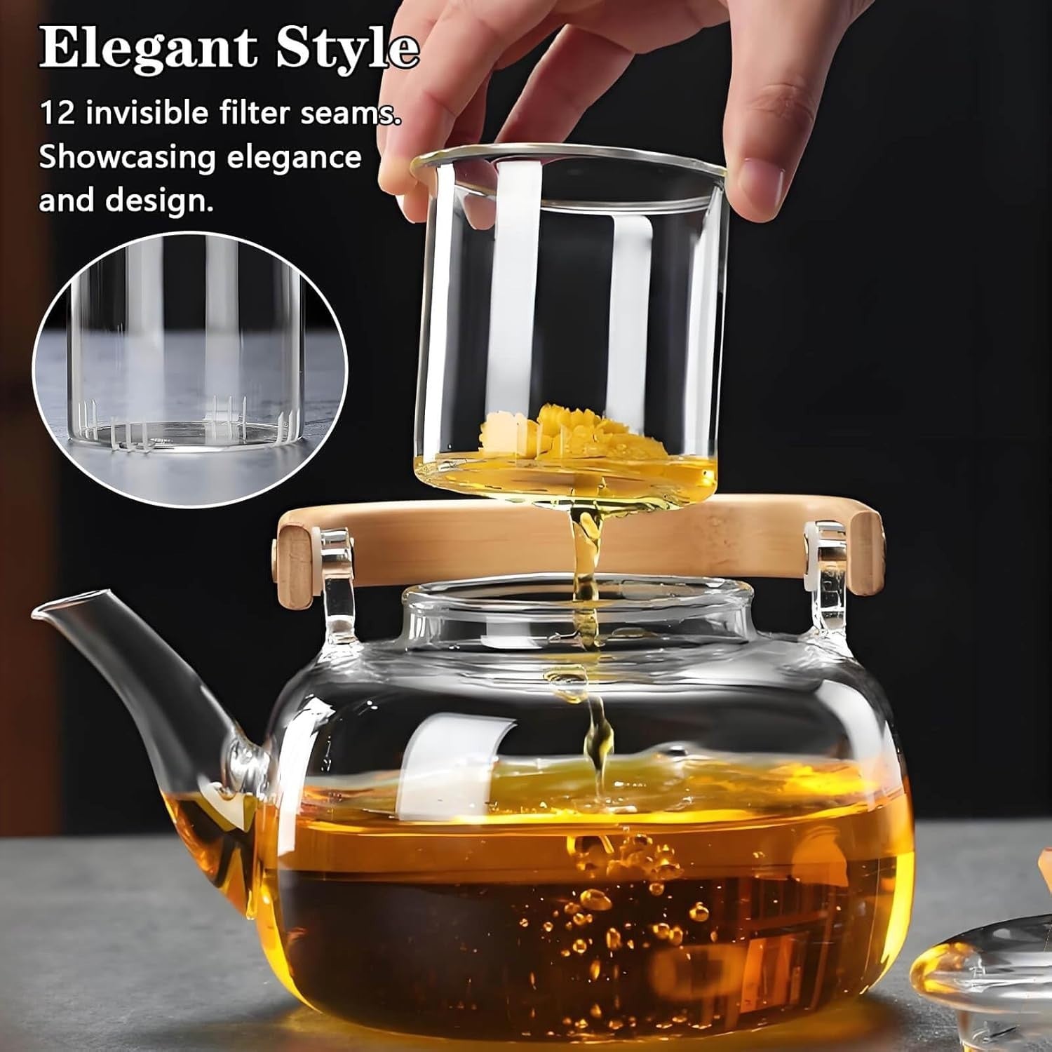 1000ml Glass Teapot with Infuser Borosilicate Tea Maker Stovetop Safe