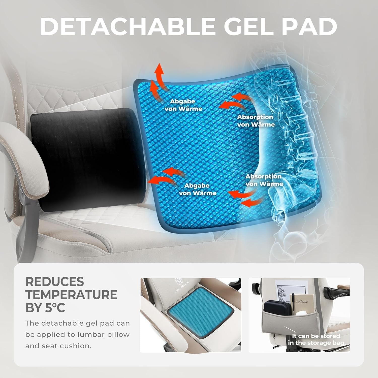 Massage Gaming Chair Fabric Recliner w/ Footrest 150kg Pocket Spring