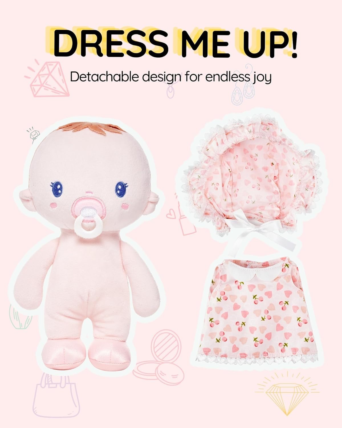 Soft Baby Doll Gift Set 9in Plush Cuddle Sleeping Rag Toy for Kids
