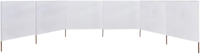 6-Panel Sand White Wind Screen 800x80cm Outdoor Garden Camping Divider