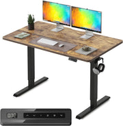 Rustic Brown 120x60cm Electric Standing Desk w/ 4 Memory Settings & Quiet Motor