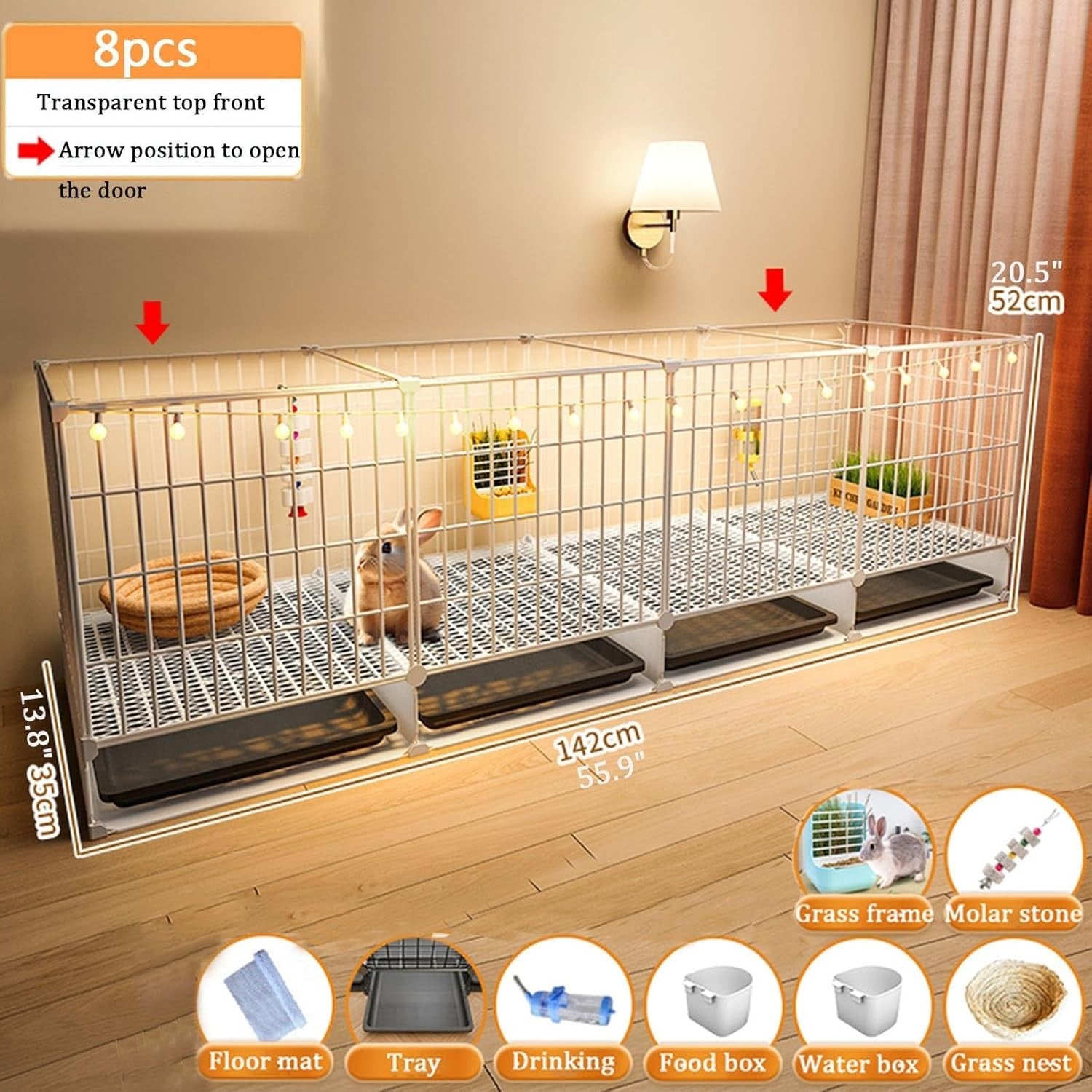 Rabbit Cage Indoor Clear Panel Playpen Portable Metal Wire Bunny Enclosure