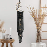 Boho Moon Macrame Wall Hanging 32” Cotton Cord + DIY String Lights