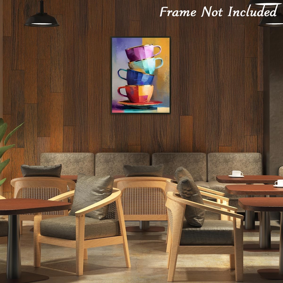 Colorful Coffee Cups Wall Art Print 12x16in Kitchen Cafe Decor