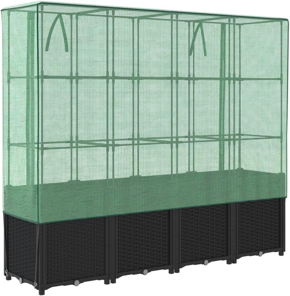 Raised Garden Bed Planter 160x40x53cm with Greenhouse Cover for Vegetables