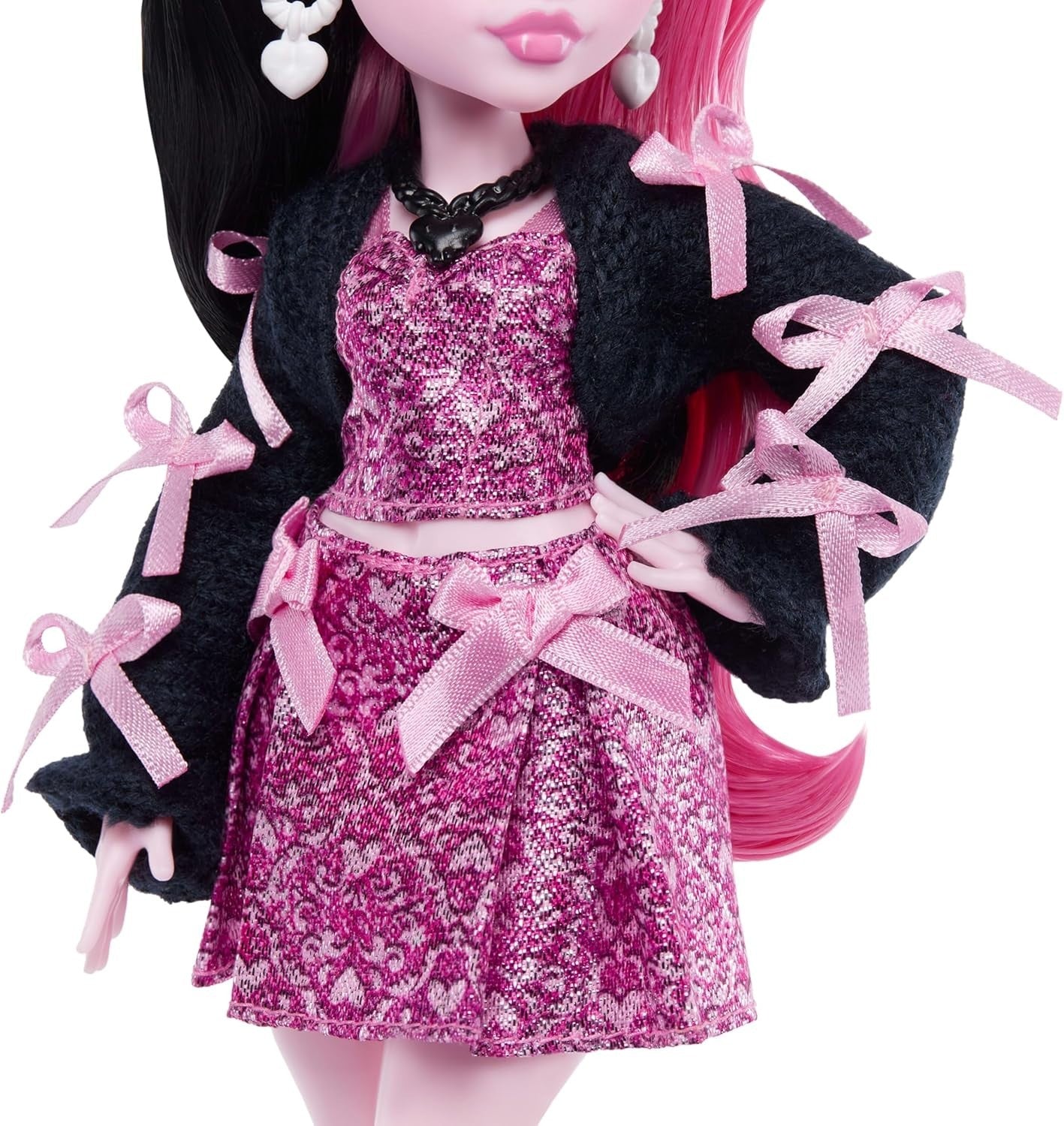 Pink Bow Fashion Doll with Pet Bat 7 Accessories Cute Outfit