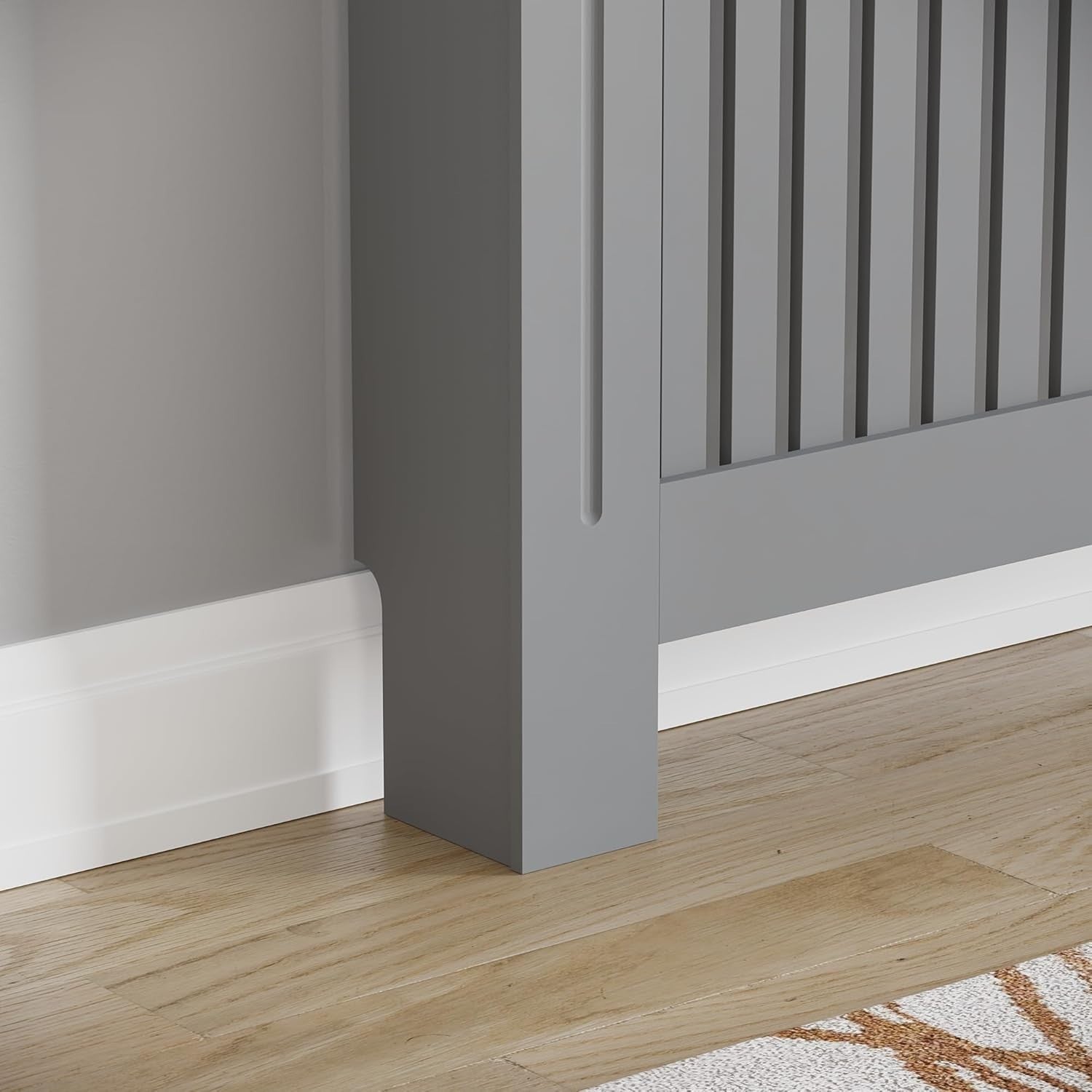 Medium Olive Grey Radiator Cover Cabinet | Modern MDF Slatted Heater Cover