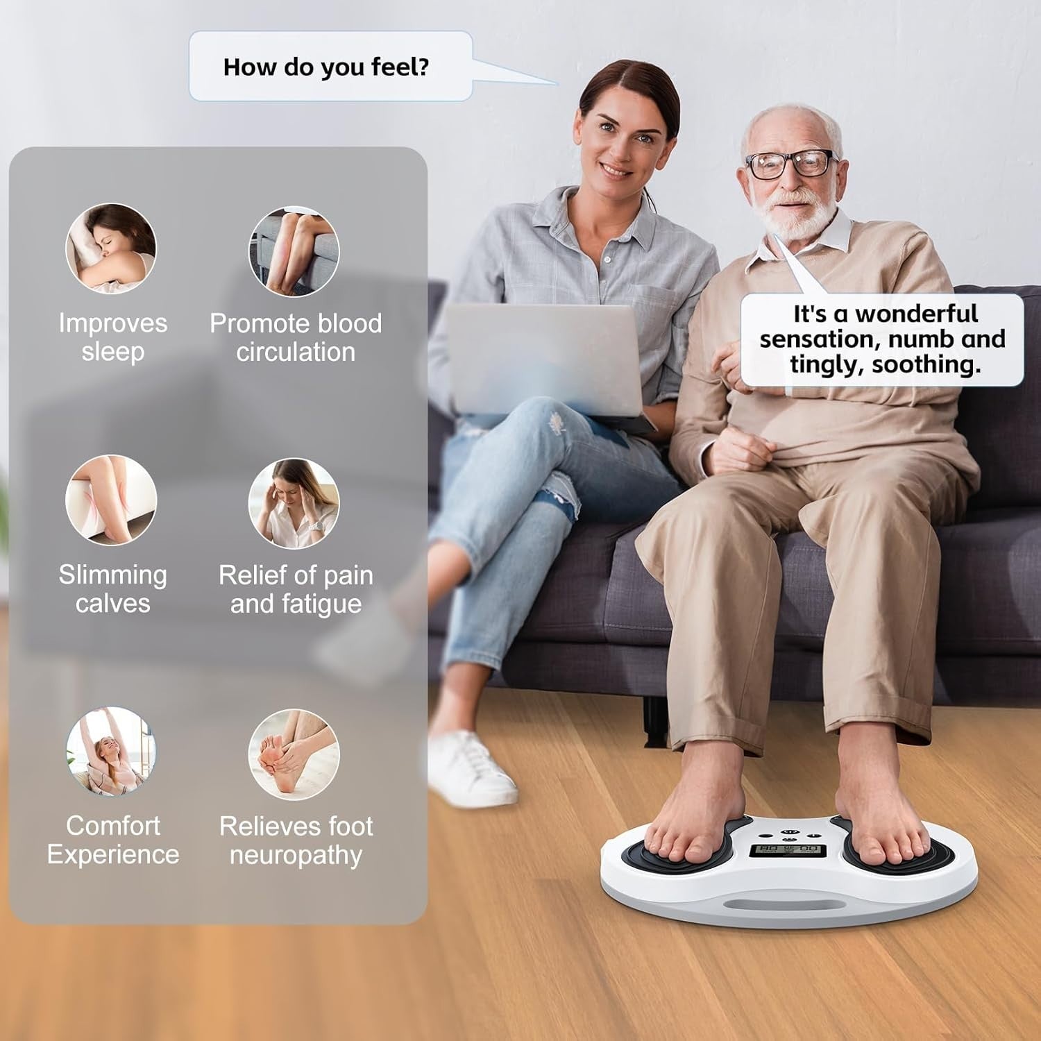 Rechargeable EMS Foot Massager for Pain Circulation Neuropathy Relief