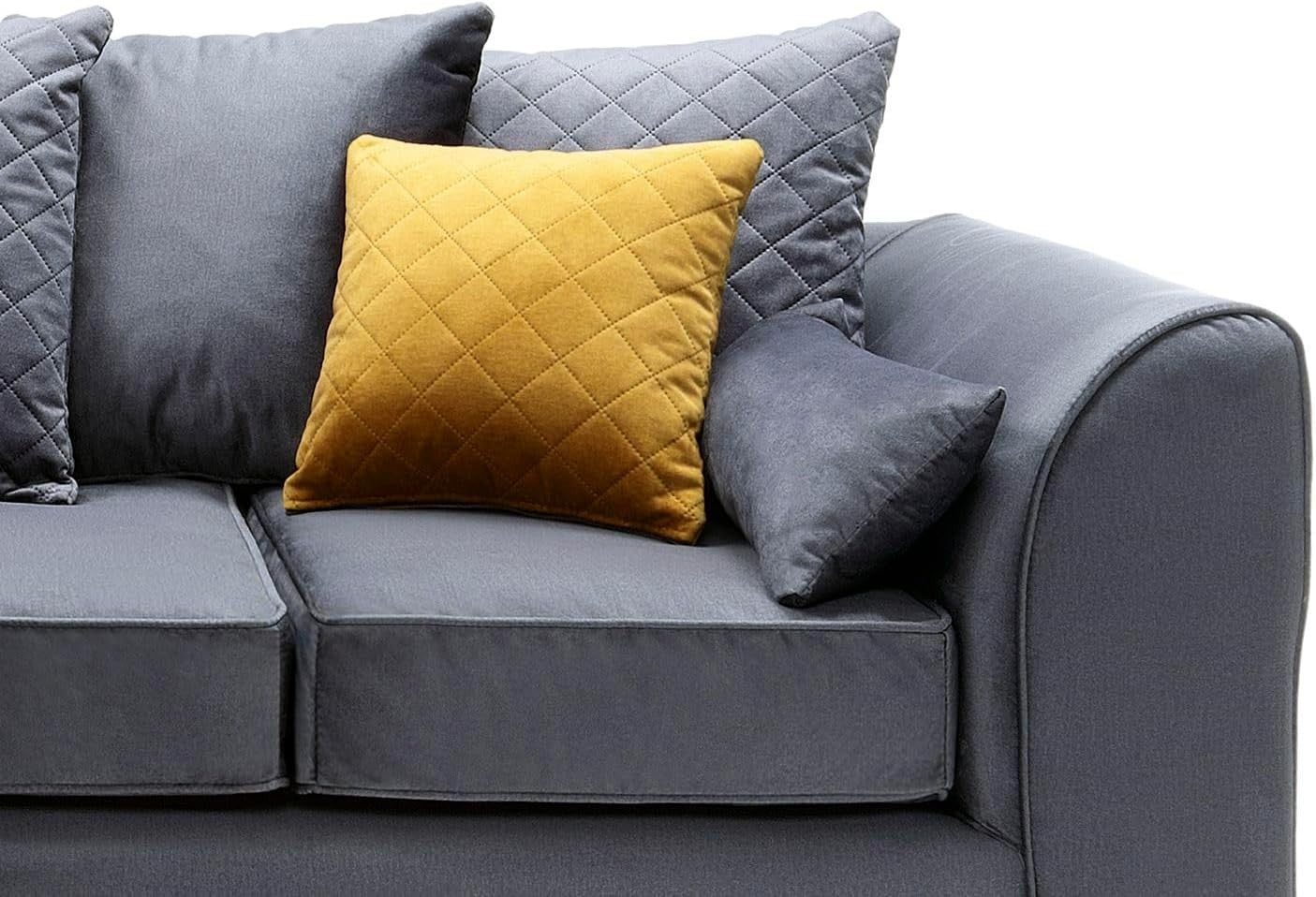 Dark Grey Velvet L Shape Corner Sofa 3 Seater – Water Repellent & Comfy