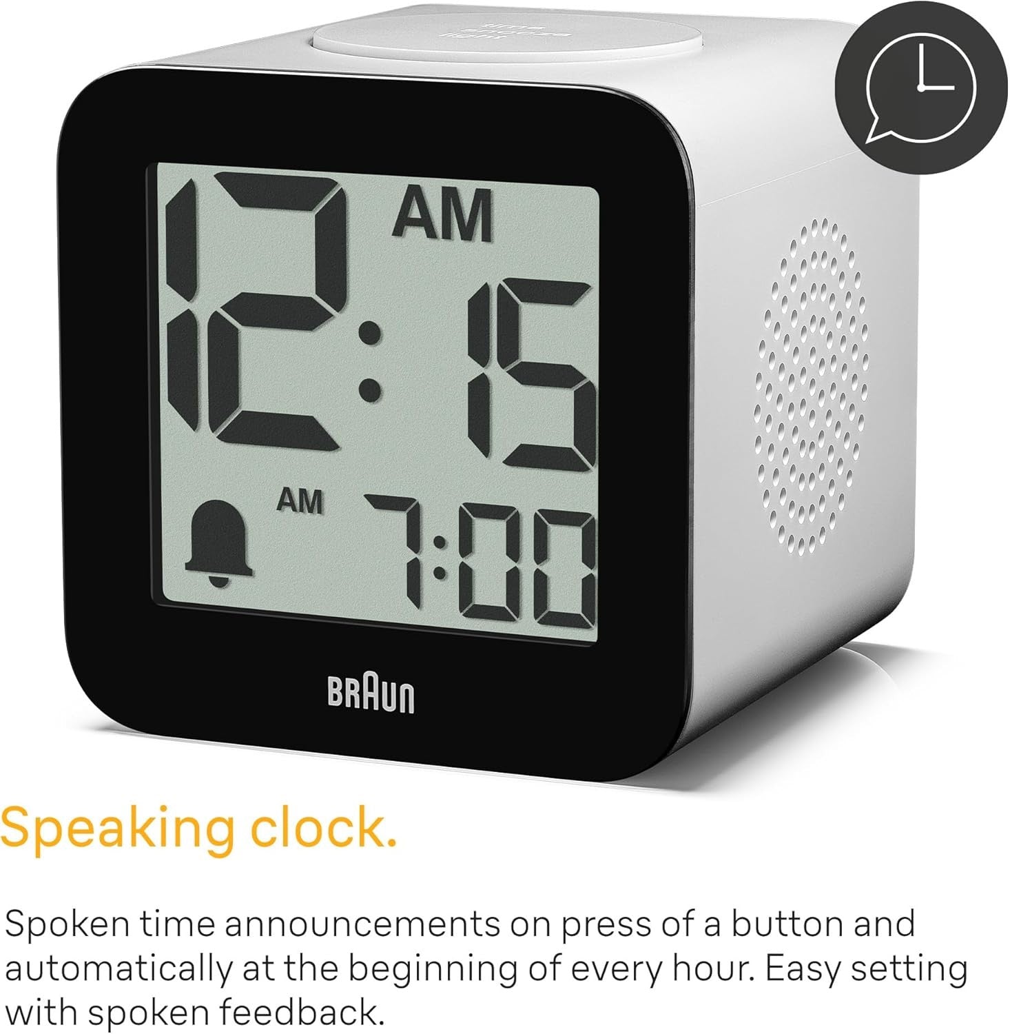 Digital Speaking Alarm Clock Large LCD Snooze Crescendo Beep Easy Read