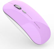 Portable Wireless Mouse Silent Rechargeable 2.4G 1600 DPI Purple