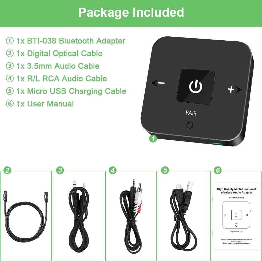Bluetooth 5.0 Audio Transmitter Receiver 2in1 RCA AUX Optical USB
