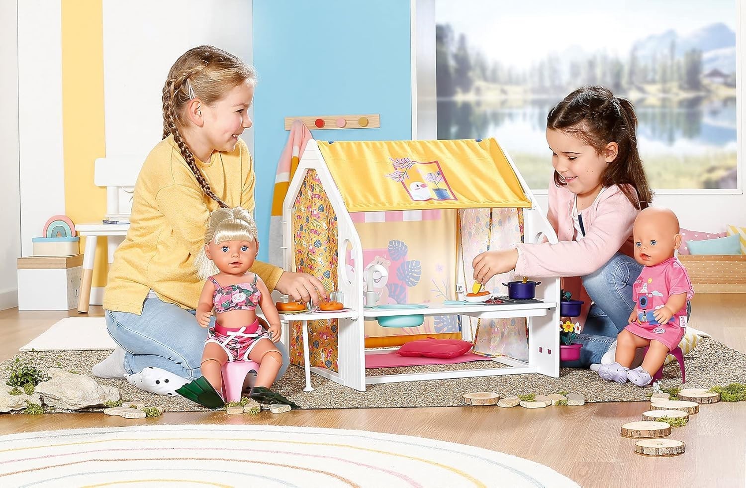 Kids Doll Playhouse Weekend House w Lights Sound Roof Accessories