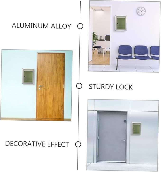 Grey Metal Locking Mailbox Set Wall Mount Drop Safe for Fundraising & Complaints
