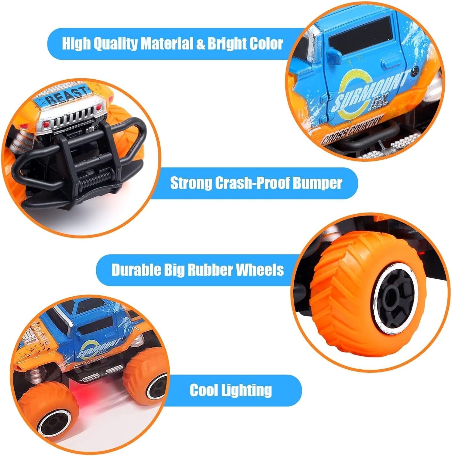Off-Road RC Car, 4-Channel Remote Control Toy for Kids 3–8
