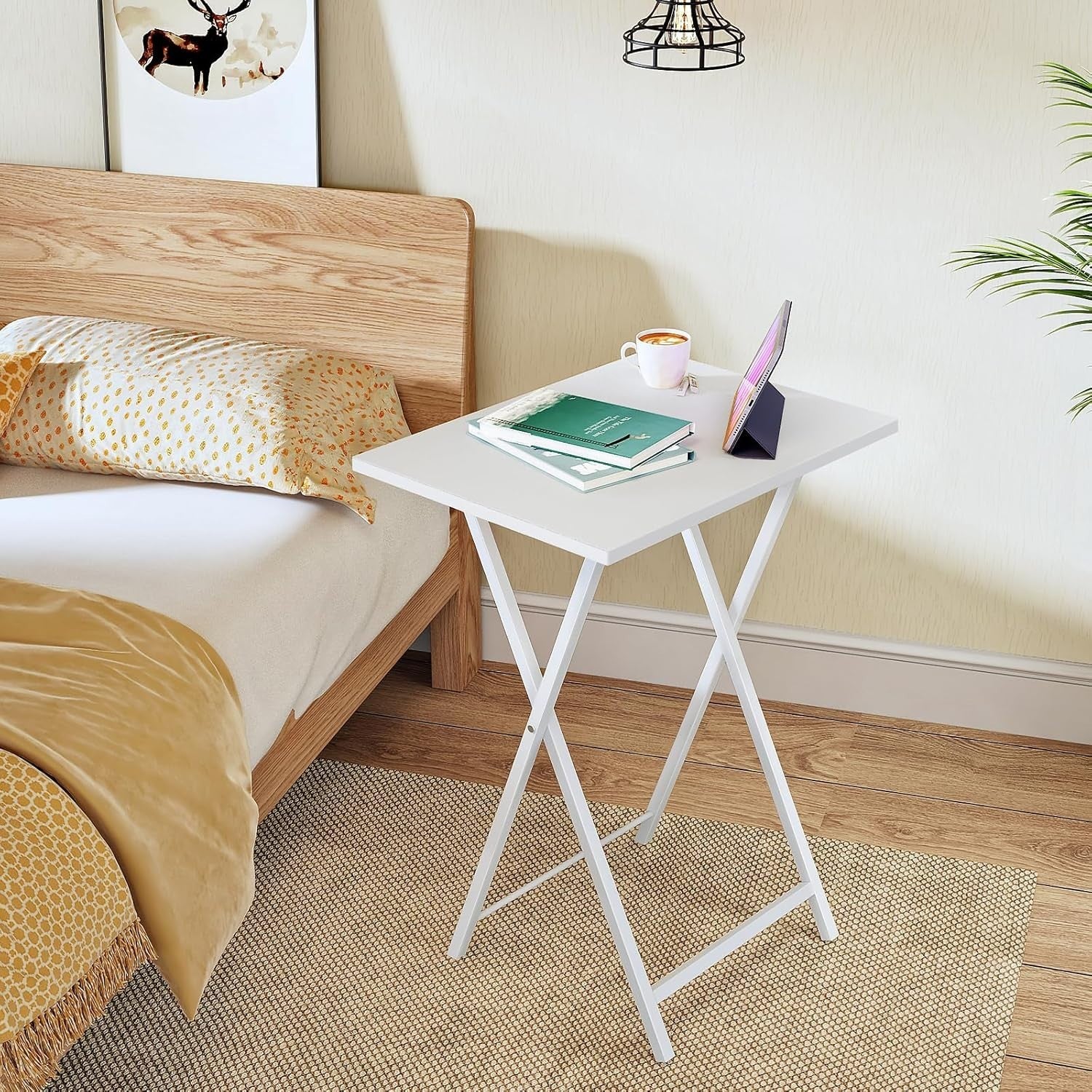 Compact Folding Side Tables 2-Pack – Multiuse Sofa Snack & Laptop Trays