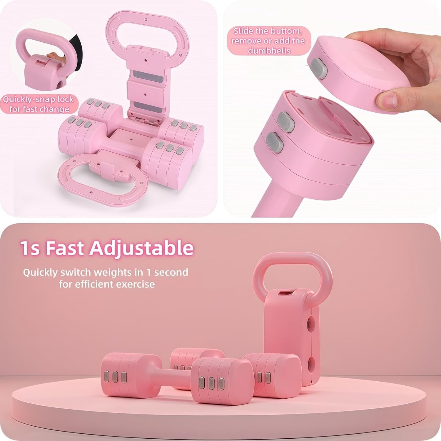 2-in-1 Adjustable Hand Weights 1–5kg Dumbbell Kettlebell Home Gym Set