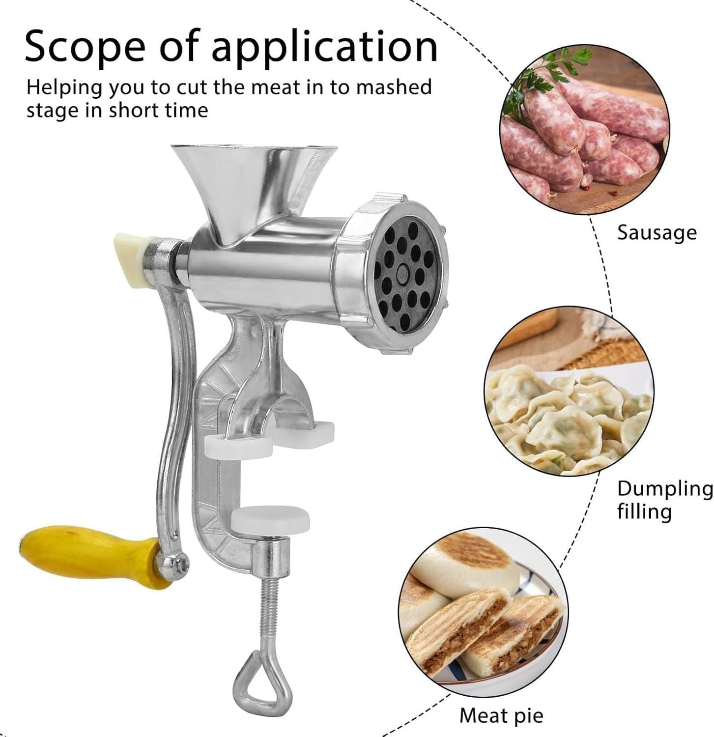 Heavy Duty Hand Meat Mincer Sausage Maker Aluminium Grinder Clamp