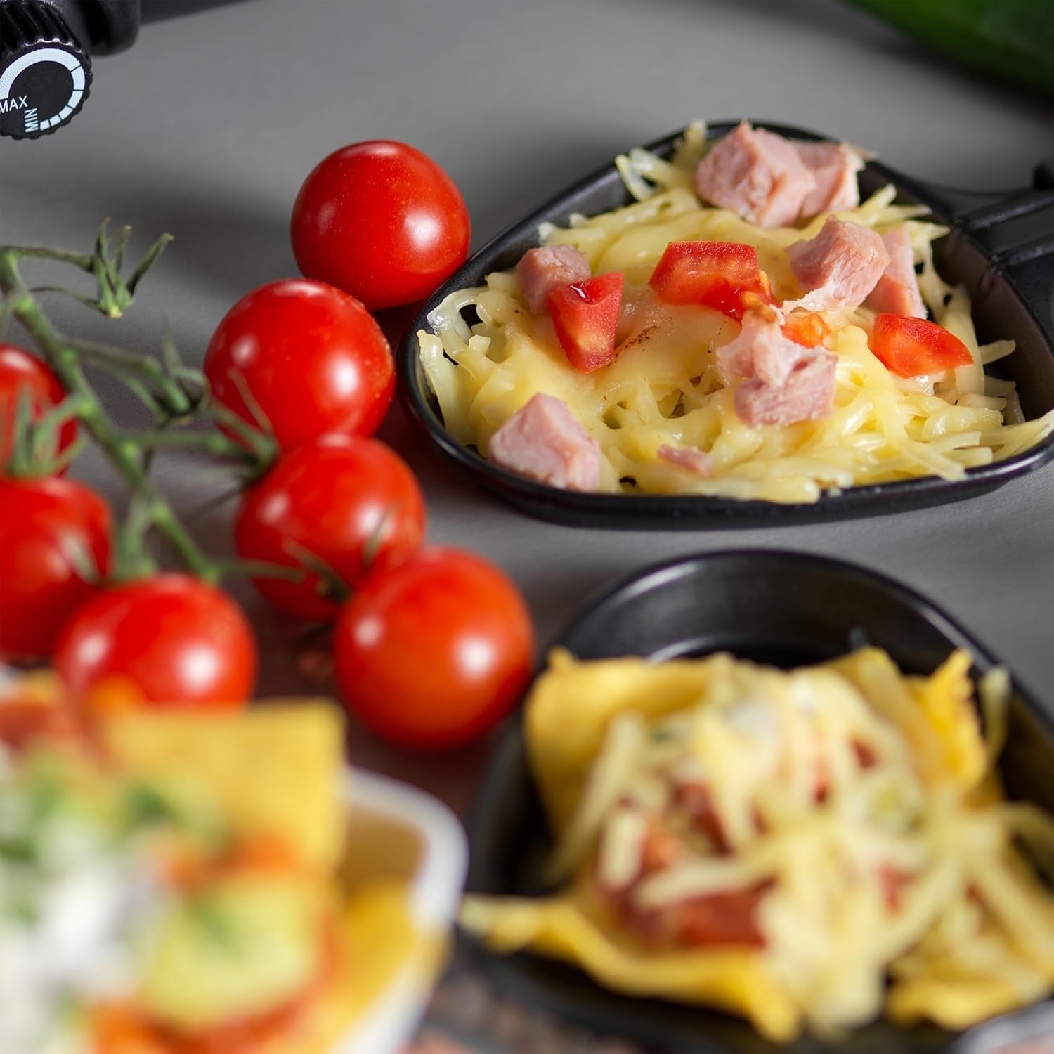 Indoor Stone Raclette Grill for 8 | Non-Stick Pans & Adjustable Heat Dial