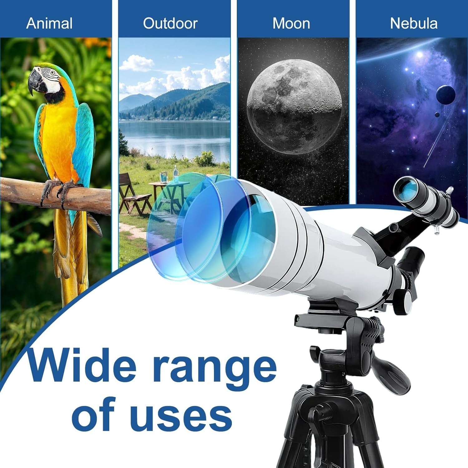 70mm 400mm Telescope | HD Refractor | Tripod Phone Adapter Travel Kit