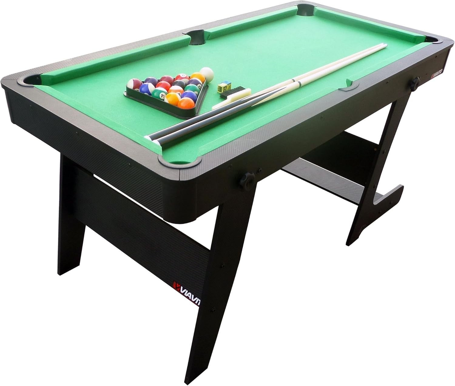 5FT Folding Pool Table Billiards Set Space Saving w Cues Balls
