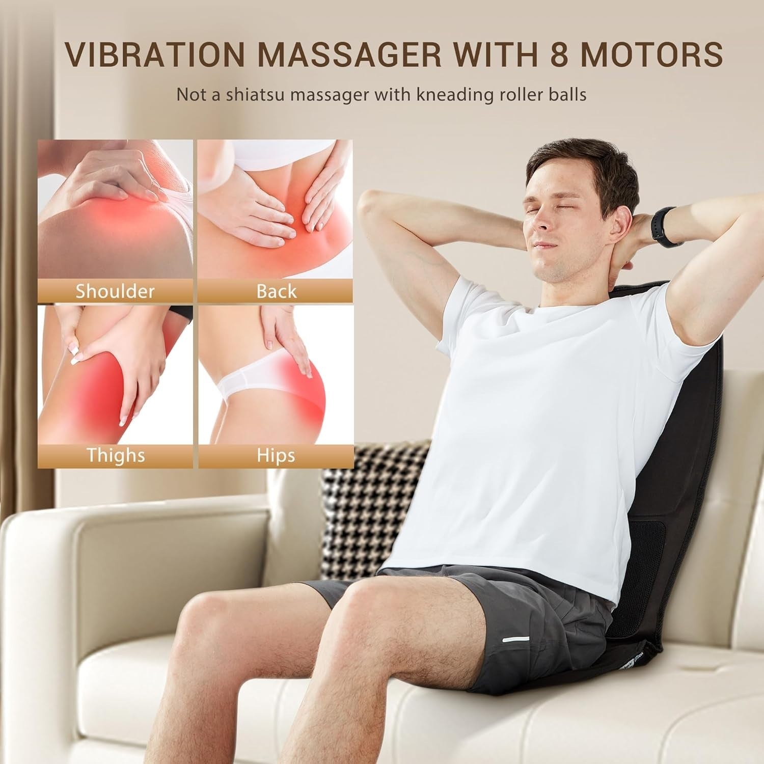 Back Massage Chair Pad Cooling Heat Vibration Seat Cushion Muscle Relief