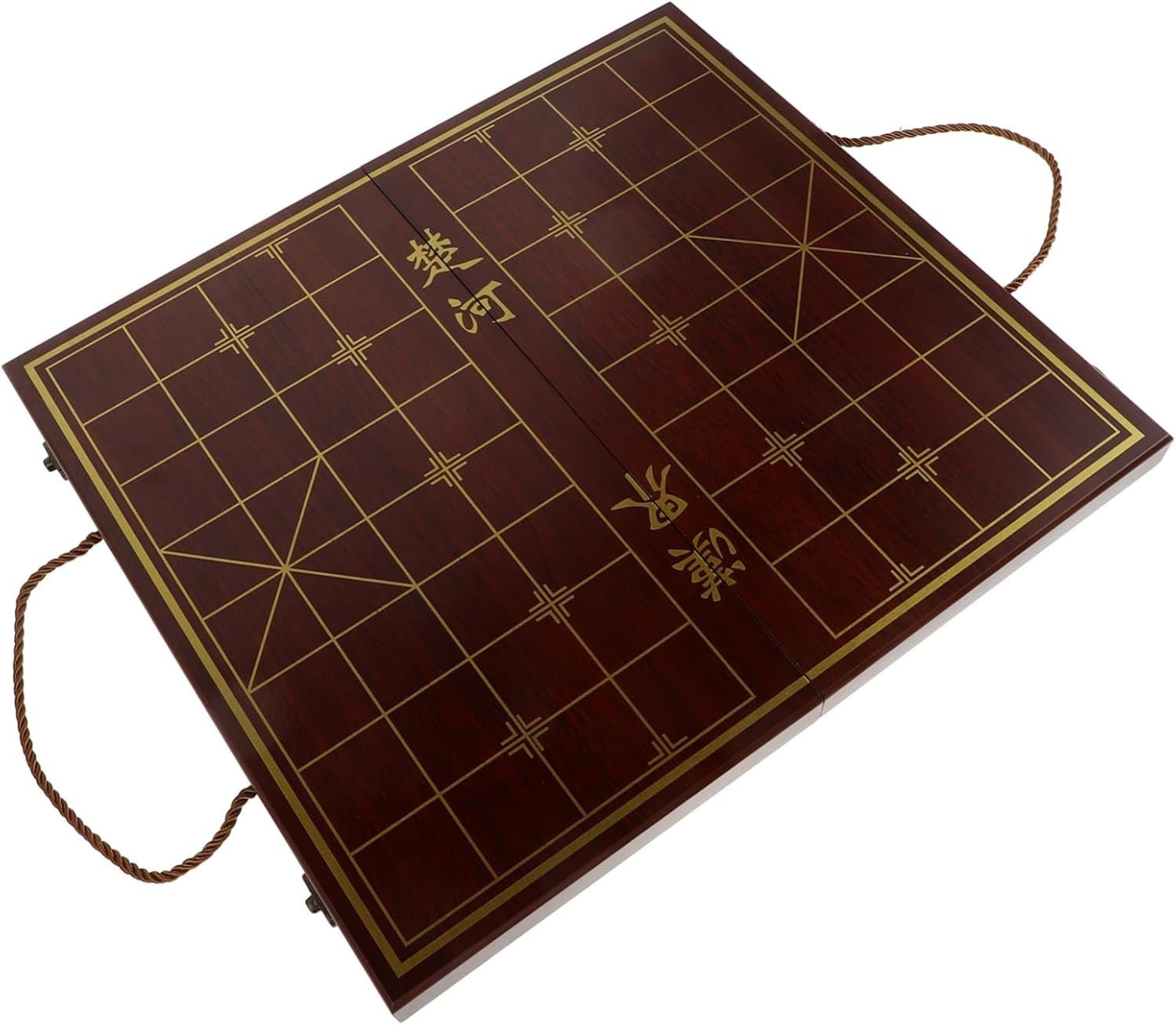 Wooden Xiangqi Travel Chess Set Folding Board Storage Case
