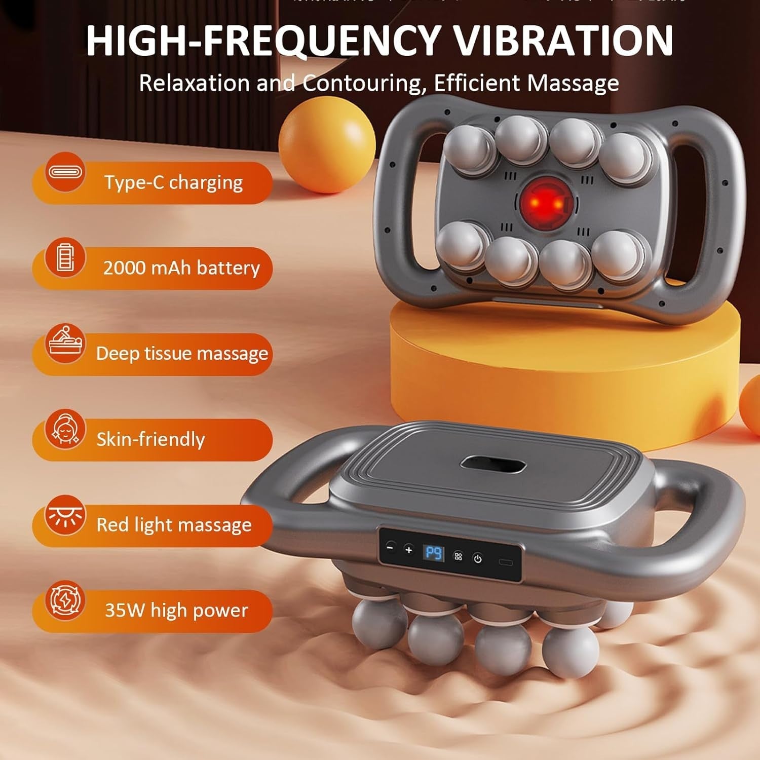 8 Head Deep Tissue Massage Gun 30 Speeds Handheld Muscle Pain Relief