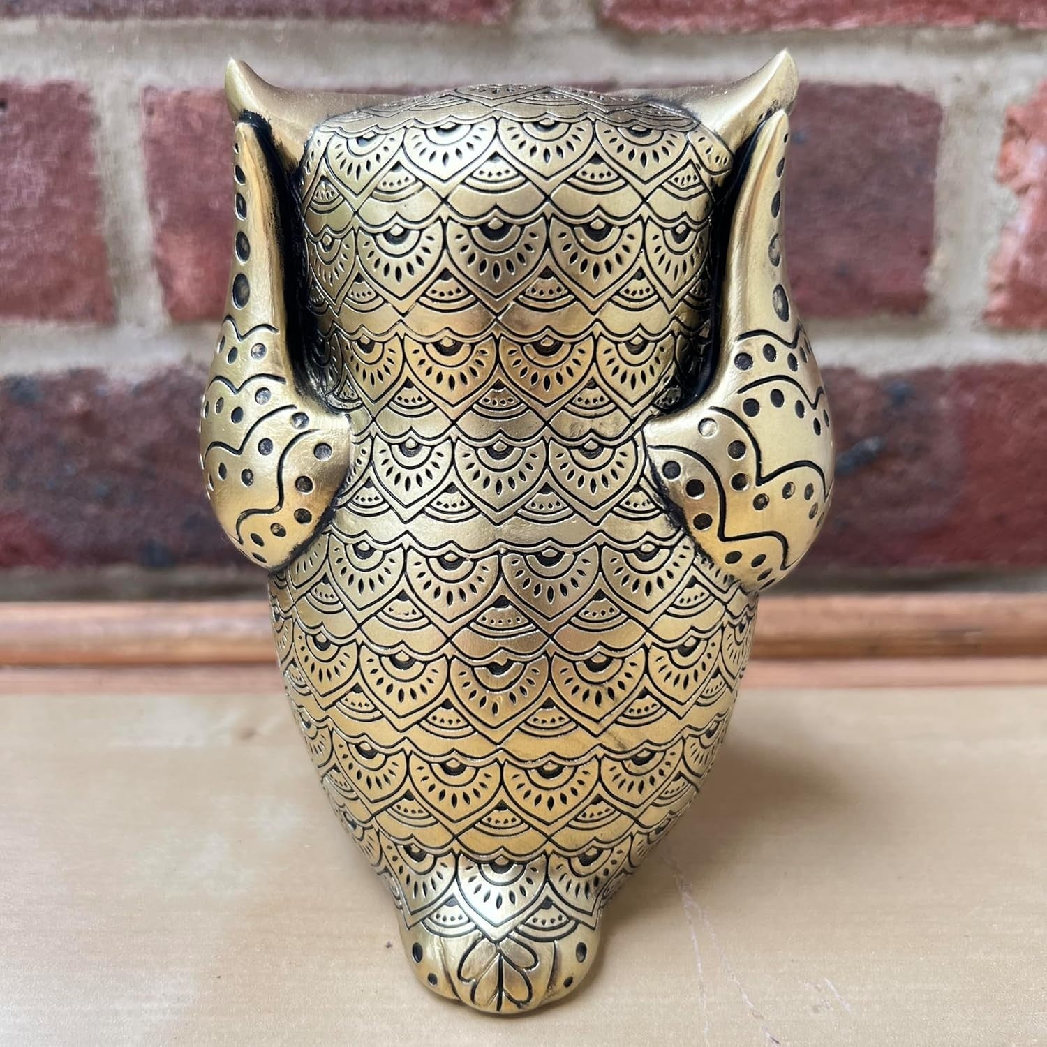 Golden Owl Ornament 13cm | Gold Home Decor Figurine | Detailed Polystone Statue