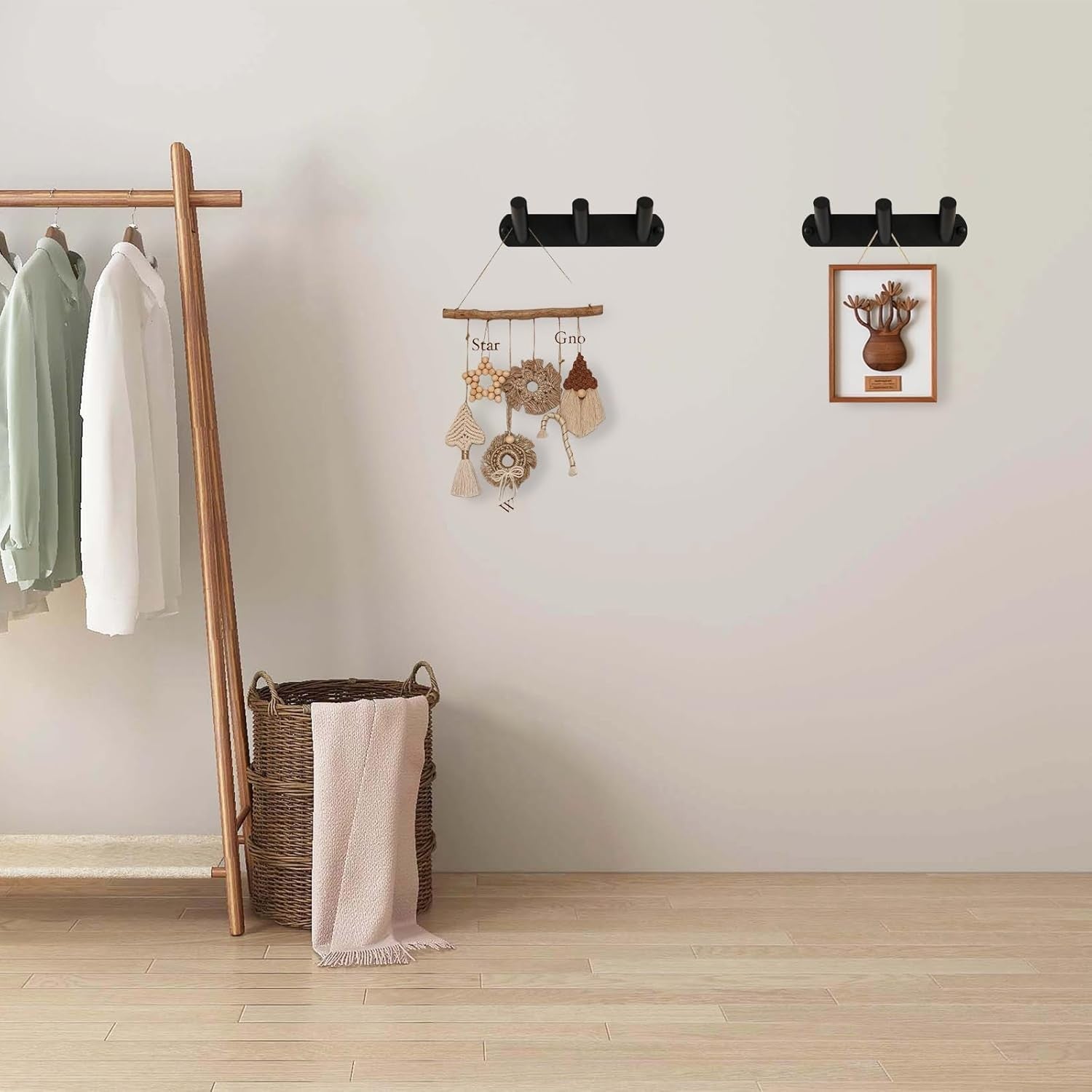 Black Metal Wall Coat Rack 3 Hooks Heavy Duty Modern Towel Hanger for Bathroom