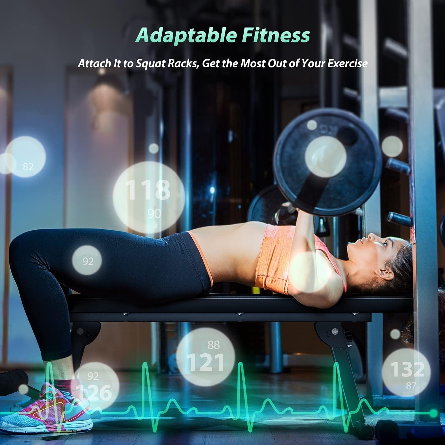 Foldable Adjustable Workout Bench 600lb Flat Sit-Up Home Gym
