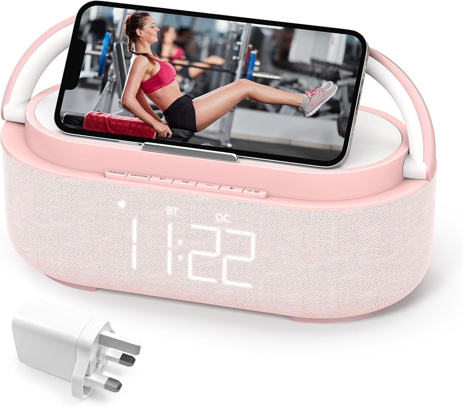 Bluetooth Alarm Clock Wireless Charger Speaker FM Radio Loud Snooze