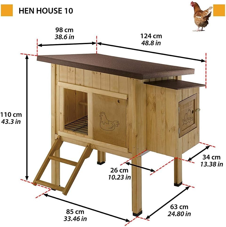 Wooden Chicken Coop Hen House 4 Hens Waterproof