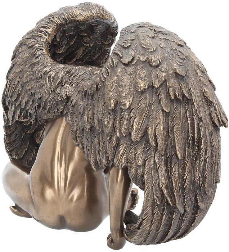 Bronze Angel Figurine 20cm Resin Winged Statue Home Decor Spiritual Ornament