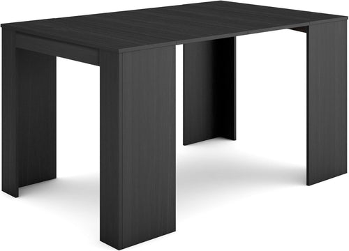 Extendable Folding Dining Table Console Modern Black for 6 Diners