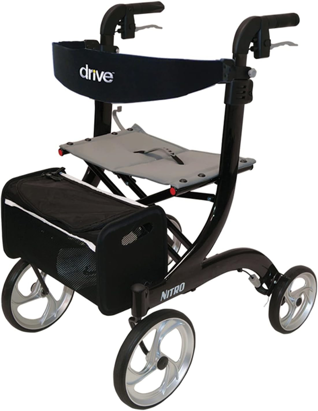 Lightweight Rollator Walker Folding Seat Backrest Bag Large Wheels Brakes