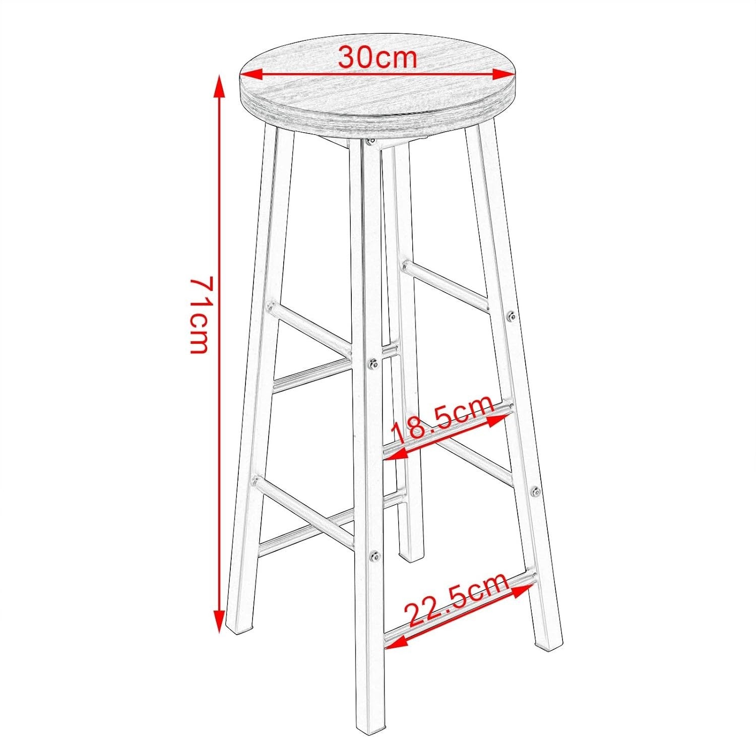 White Breakfast Bar Table Set w/ 2 Stools Space Saving Dining Table Metal Frame