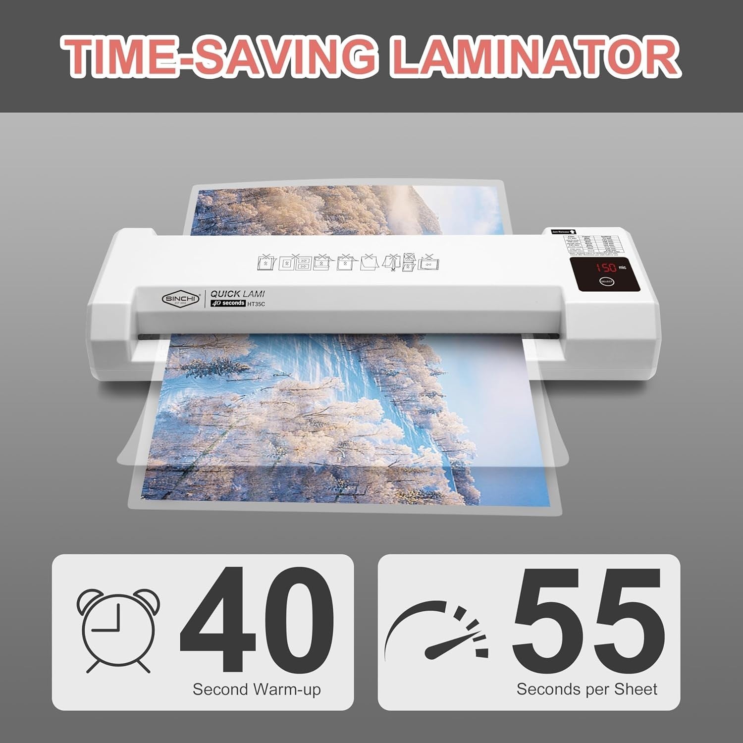 A3 Thermal Laminator 40s Warm Up 75–250 Mic Touch Panel Jam Free