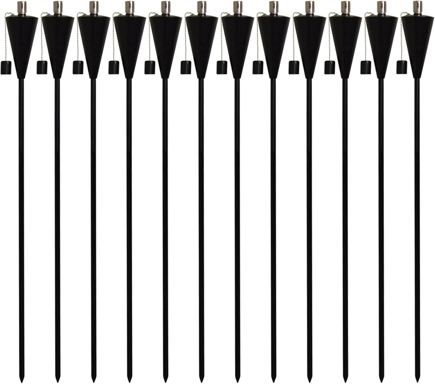 12 Pack Harbour Housewares Metal Garden Torches 146cm Black Cone Lanterns
