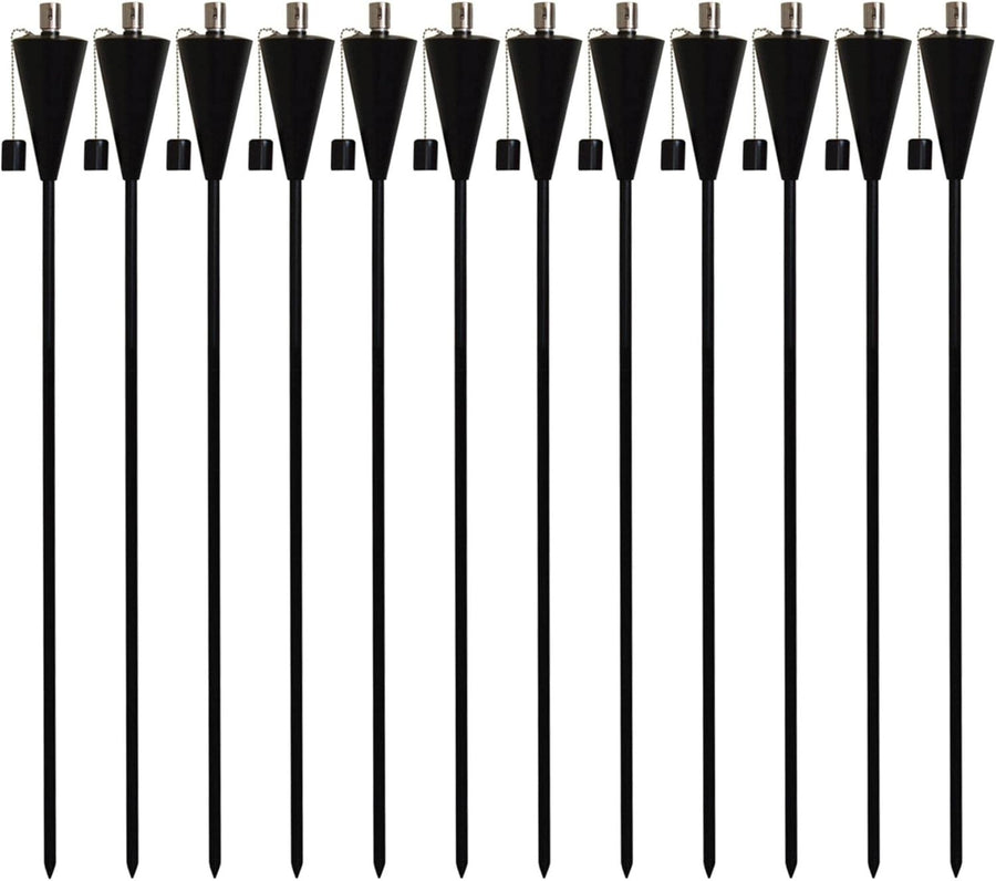 12 Pack Harbour Housewares Metal Garden Torches 146cm Black Cone Lanterns