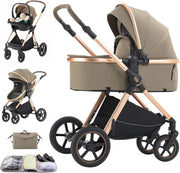 Luxury 3in1 Baby Pram Pushchair Travel System Adjustable Handle 0–4Y