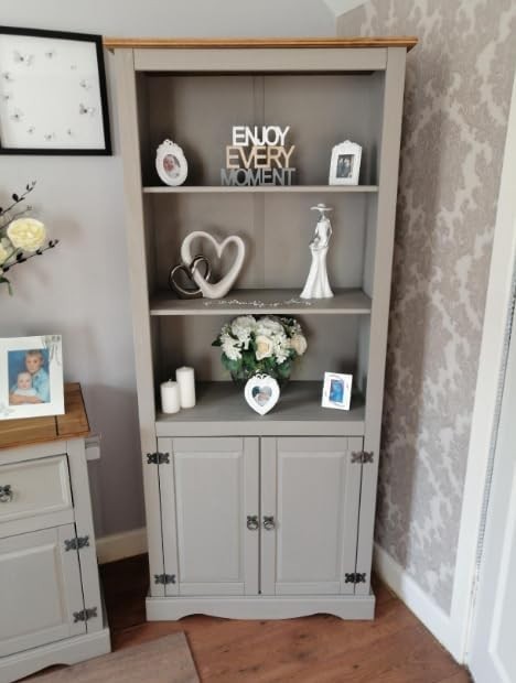 Grey Tall Kitchen Cupboard 180cm Pantry Storage Cabinet 2-Door Sideboard